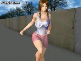 Animirano žena s velika prsi ob seks video