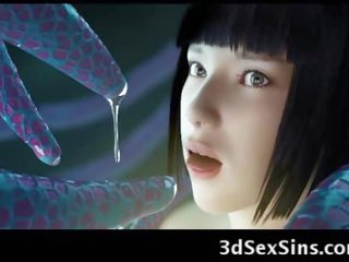 爬行 生物 他妈的 3d 辣妹!