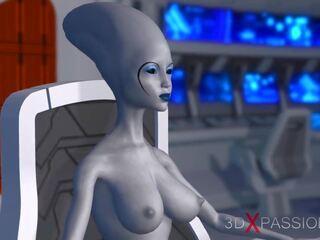 Sci-fi hunn alien spiller med svart mademoiselle i plass.
