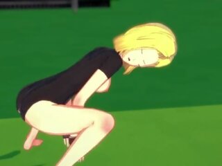 Android 18 vaquera cabalgando hasta enorme corrida interna - dragon bola