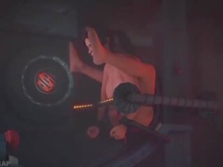 Lara croft in the orgazm machine