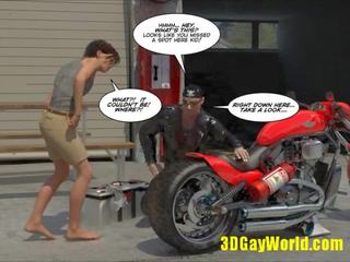 Pleasing of Gay Biker 3D Cartoon Comics Anime