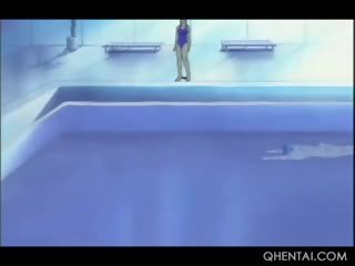 Glorious Hentai Nymph In Glasses Having x rated clip In The Pool