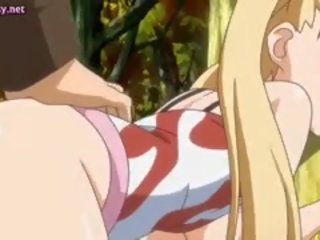 Blondýna stunner anime dostane búšil