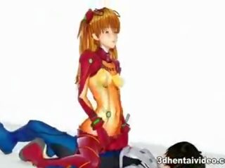 Evangelion tekenfilm met attractive asuka