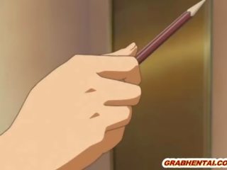 Enchaîné l'anime brunette obtient engodée chatte et smashing suçage rigide bite