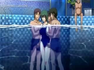 Three hot to trot Studs Fucking A cute Anime Under Water