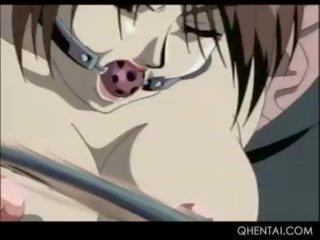 Hentai nô lệ trong dây thừng được tàn nhẫn tra tấn và lồn bàn tay