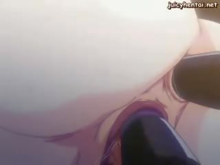 Anime babae makakakuha ng doble binubutasan may dalawa laruan
